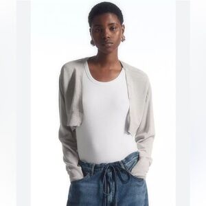 COS Cropped Wool Blend Cardigan Beige Metallic Size M